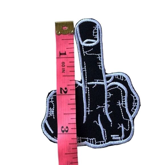 Middle Finger F U Embroidered Iron On Patch - Picture 2 of 4